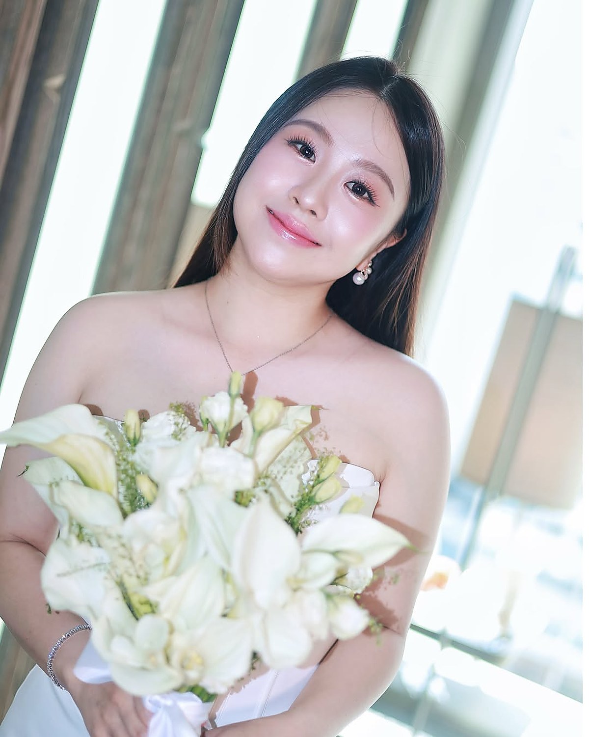 Bridal portrait styled with fresh flowers