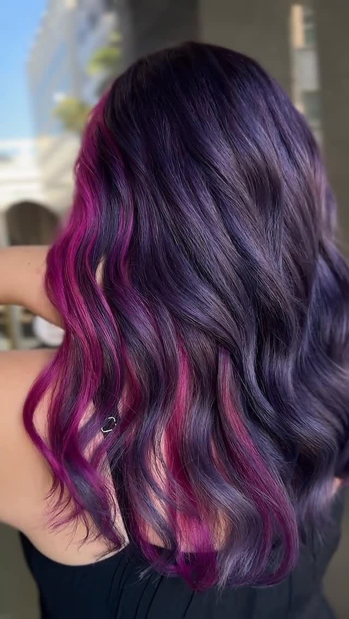 Vibrant purple and pink highlights