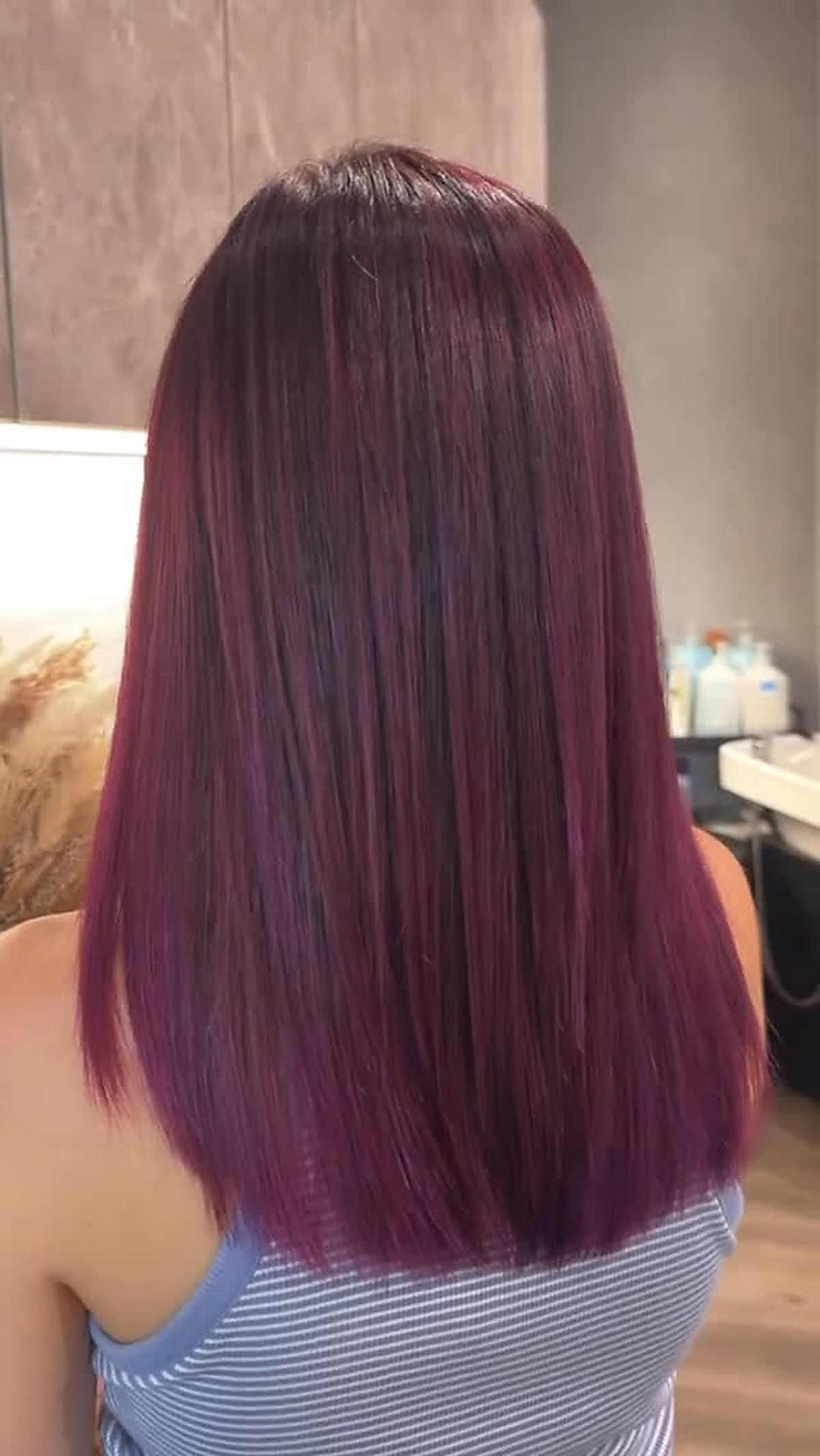 Burgundy hair colour result