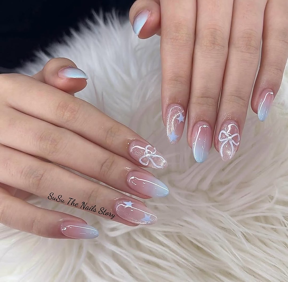 Nail art manicure with detailed design