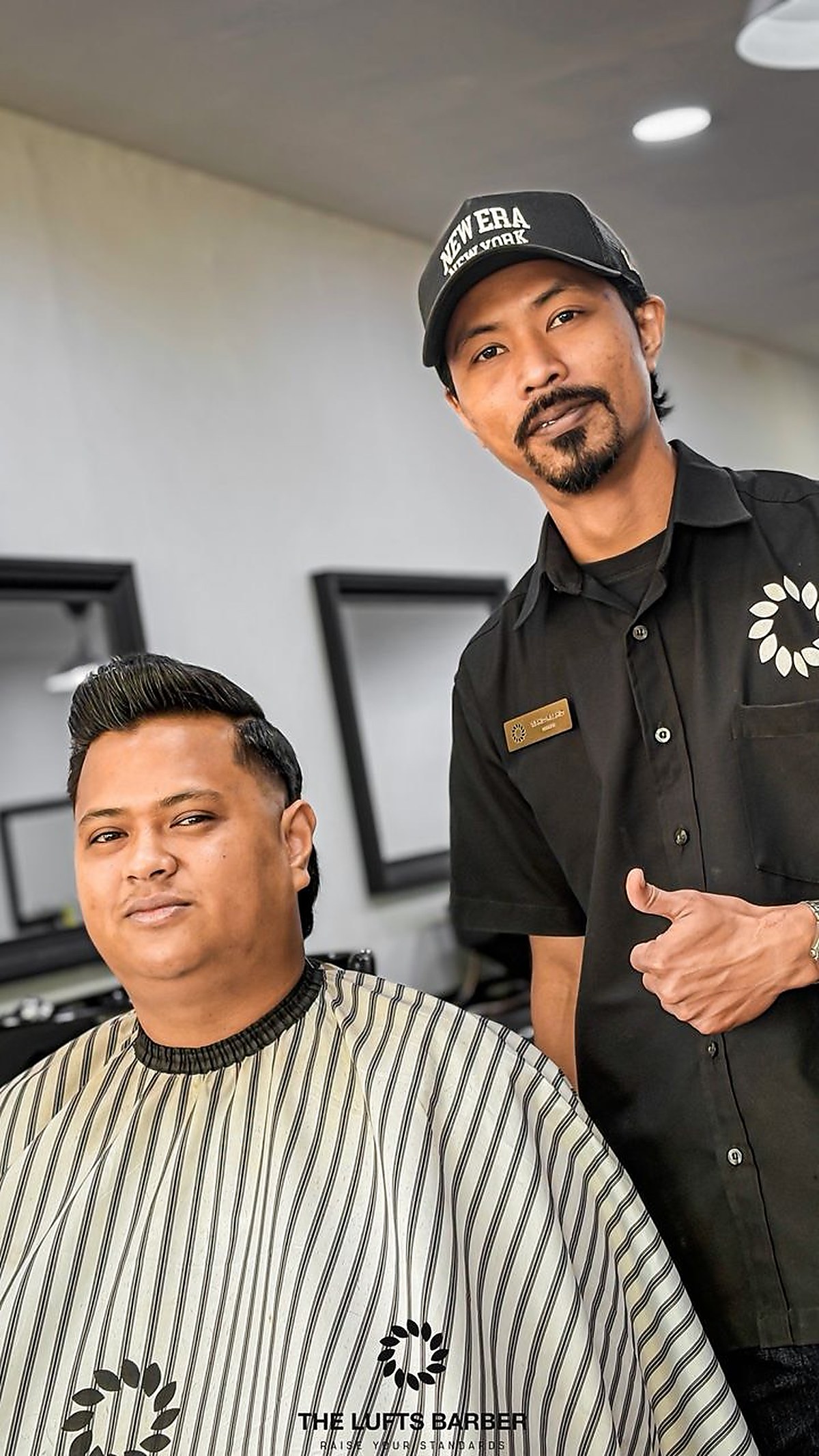 Barbershop haircut and styling — finished cut in the chair