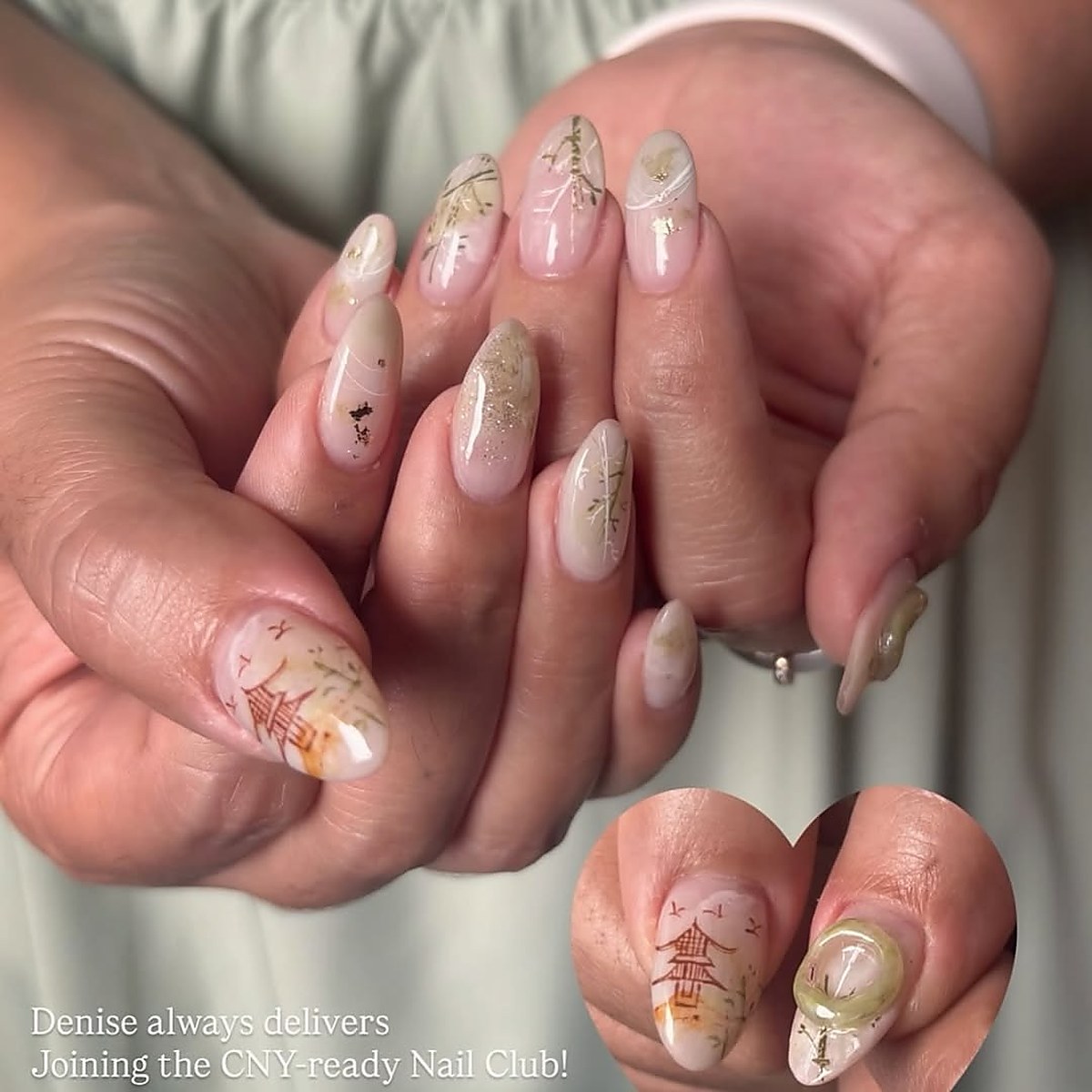 Hand-painted nail art manicure design