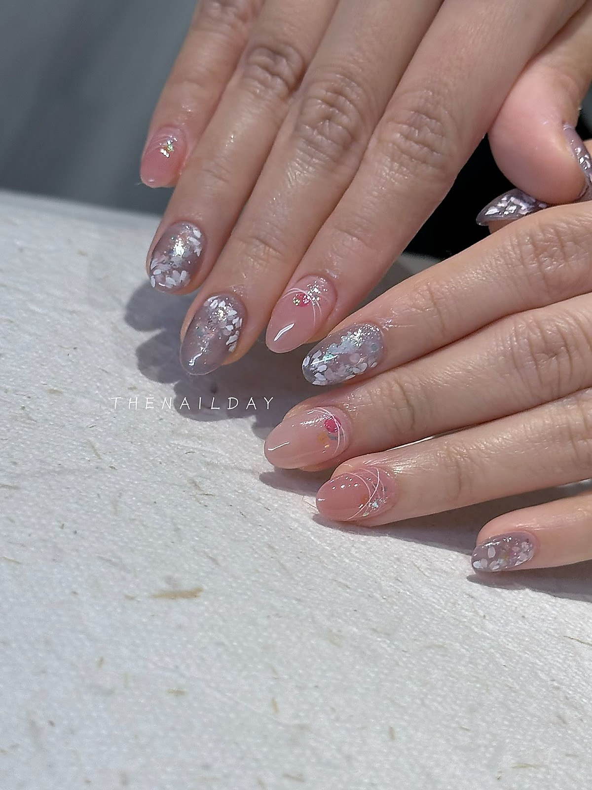 Nail art with glitter manicure finish