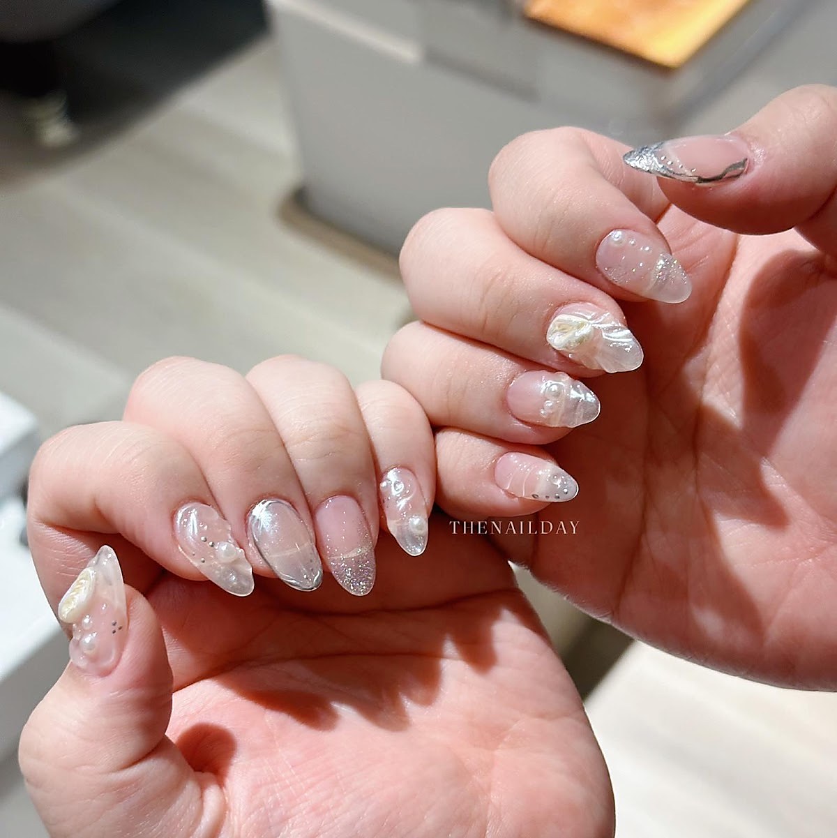 Sparkle nail art design close-up