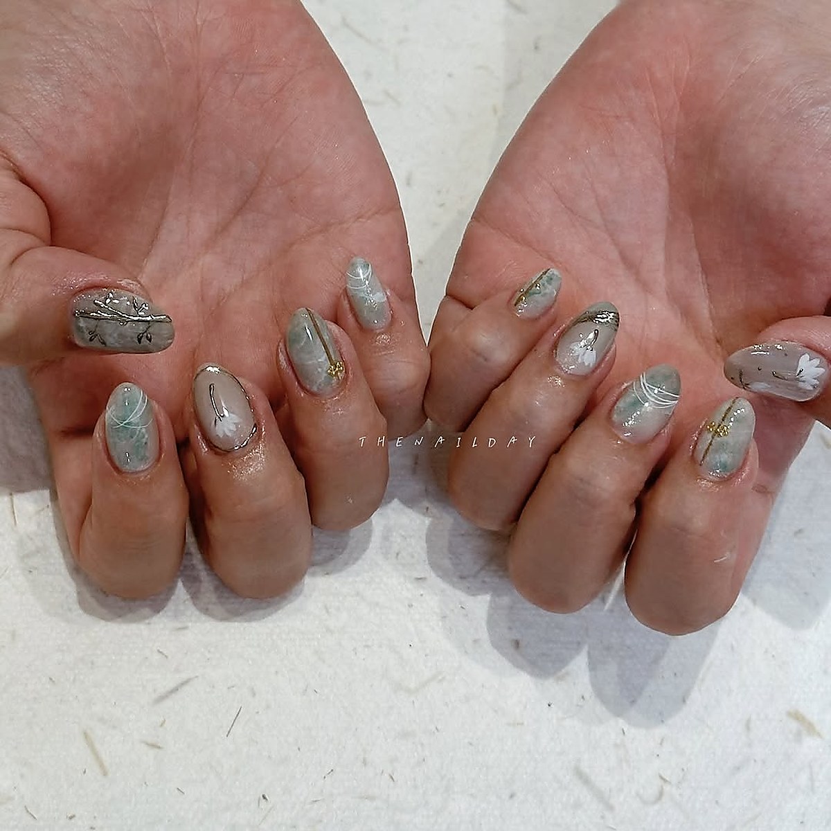 Detailed nail art manicure work