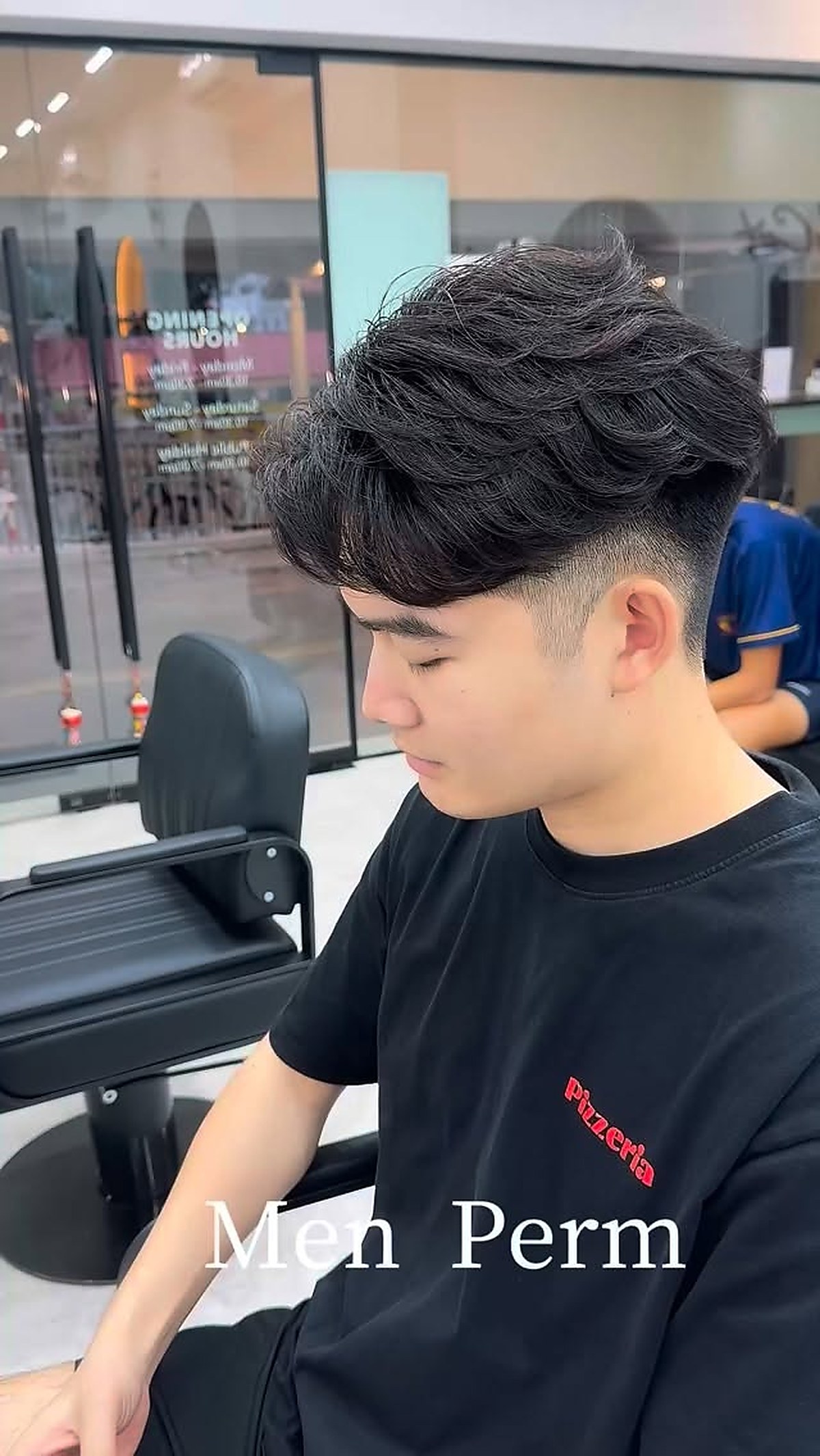 Men's perm styling result